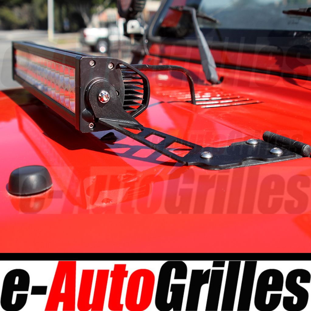 20" CREE LED Light Bar Off Road 120W Black+Hood Brackets Mounting Kit System eBay